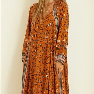 Natalie Martin Orange Floral Midi Dress